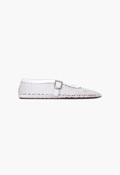 White - Ballet Flats In Fishnet - GLAM MODA